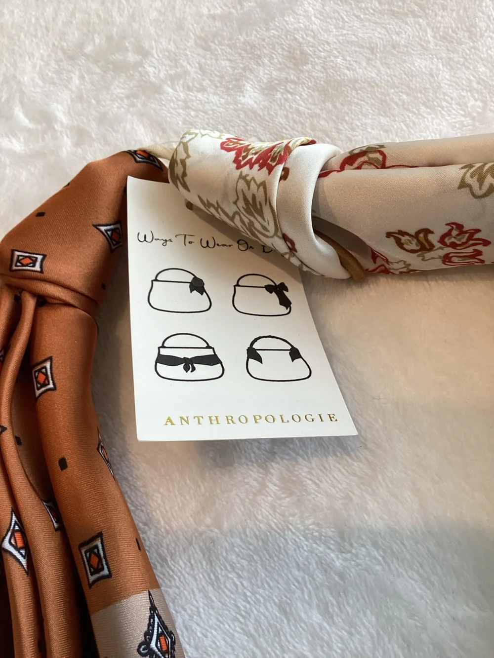 Anthropologie Silky Hair Scarf Set of 2 Hair Scarves New Black Brown
